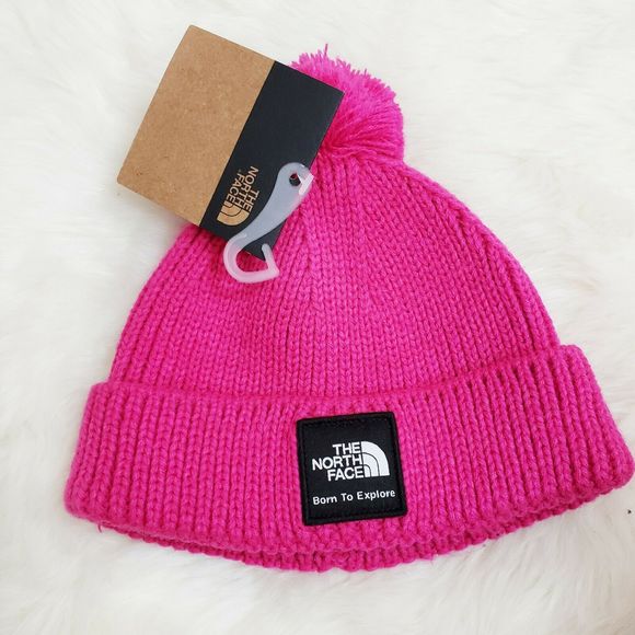 the north face infant baby box logo pom beanie
